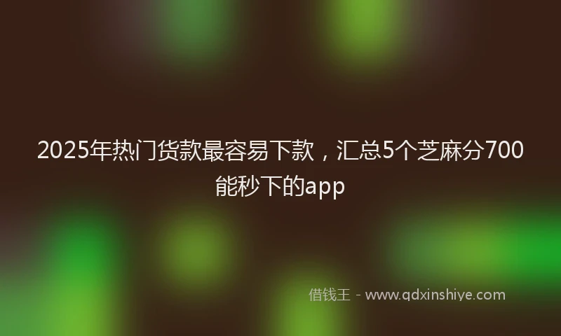 2025年热门货款最容易下款，汇总5个芝麻分700能秒下的app