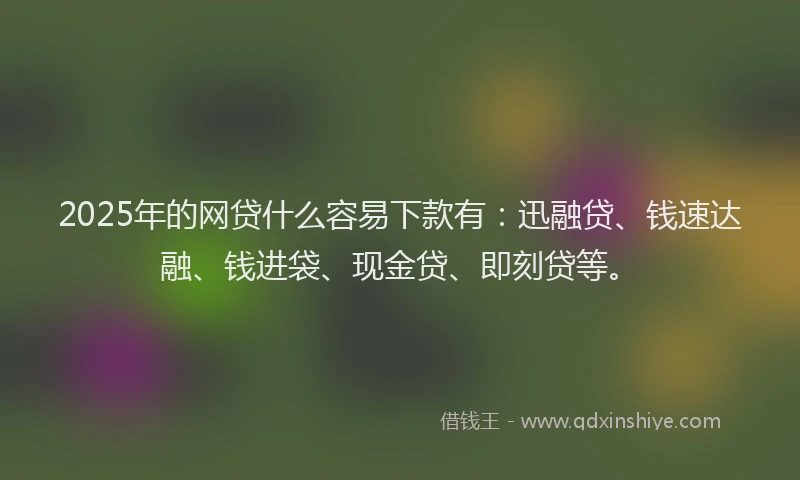 2025年的网贷什么容易下款有：迅融贷、钱速达融、钱进袋、现金贷、即刻贷等。