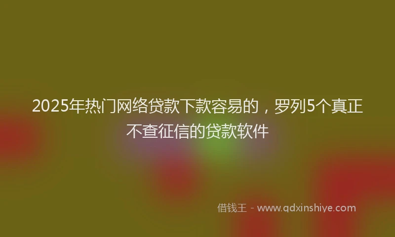 2025年热门网络贷款下款容易的，罗列5个真正不查征信的贷款软件