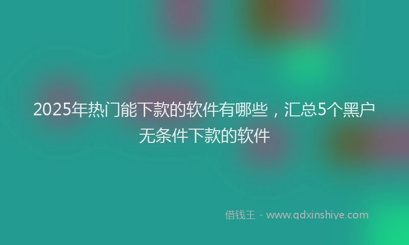 2025年热门能下款的软件有哪些，汇总5个黑户无条件下款的软件