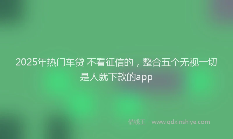 2025年热门车贷 不看征信的，整合五个无视一切是人就下款的app