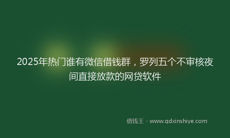 2025年热门谁有微信借钱群，罗列五个不审核夜间直接放款的网贷软件