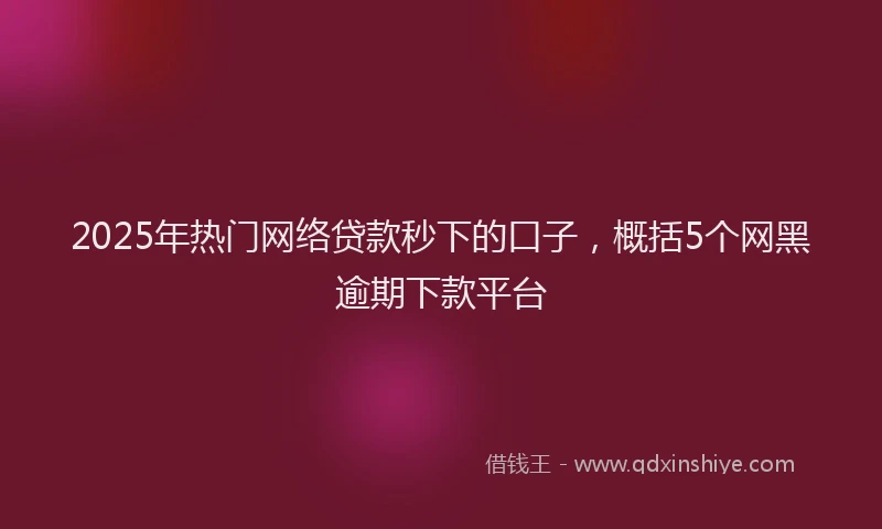 2025年热门网络贷款秒下的口子，概括5个网黑逾期下款平台