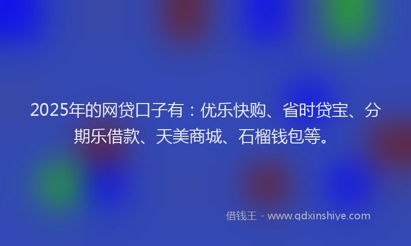 2025年的网贷口子有：优乐快购、省时贷宝、分期乐借款、天美商城、石榴钱包等。