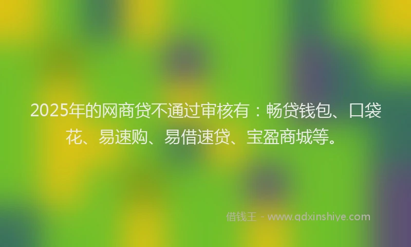 2025年的网商贷不通过审核有：畅贷钱包、口袋花、易速购、易借速贷、宝盈商城等。
