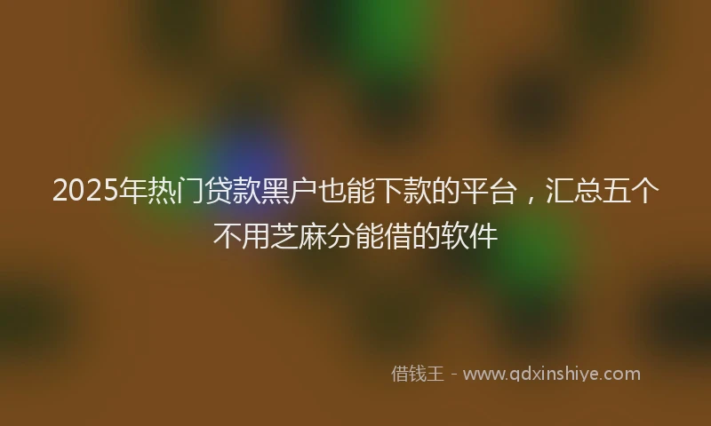 2025年热门贷款黑户也能下款的平台，汇总五个不用芝麻分能借的软件