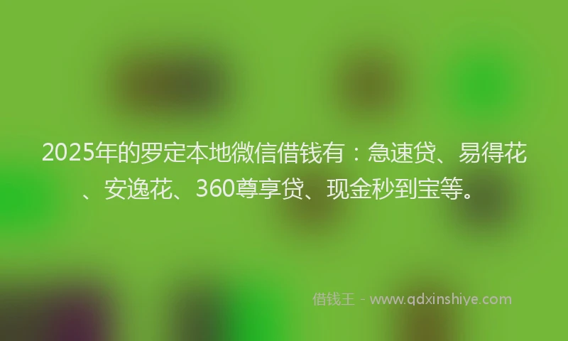 2025年的罗定本地微信借钱有：急速贷、易得花、安逸花、360尊享贷、现金秒到宝等。