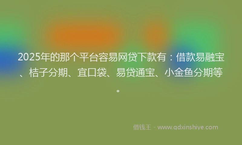 2025年的那个平台容易网贷下款有：借款易融宝、桔子分期、宜口袋、易贷通宝、小金鱼分期等。