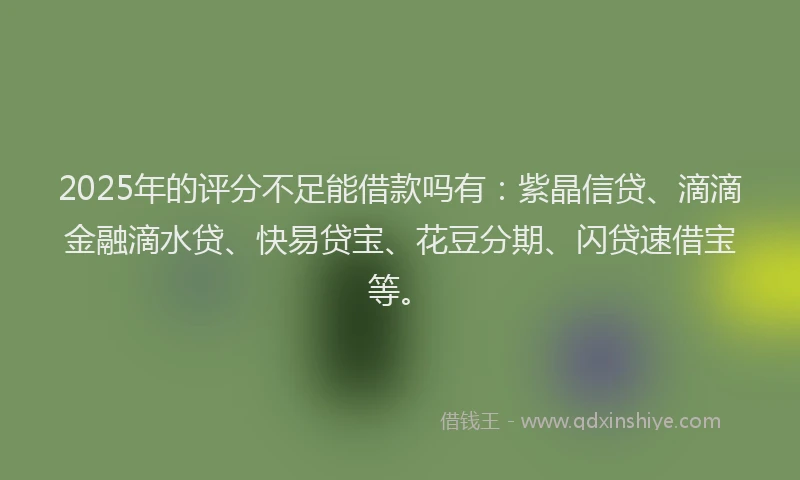 2025年的评分不足能借款吗有：紫晶信贷、滴滴金融滴水贷、快易贷宝、花豆分期、闪贷速借宝等。