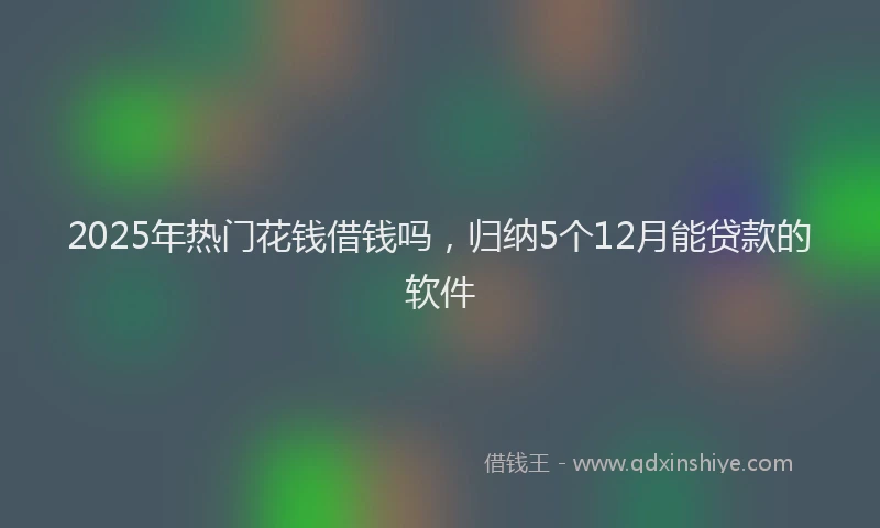 2025年热门花钱借钱吗，归纳5个12月能贷款的软件