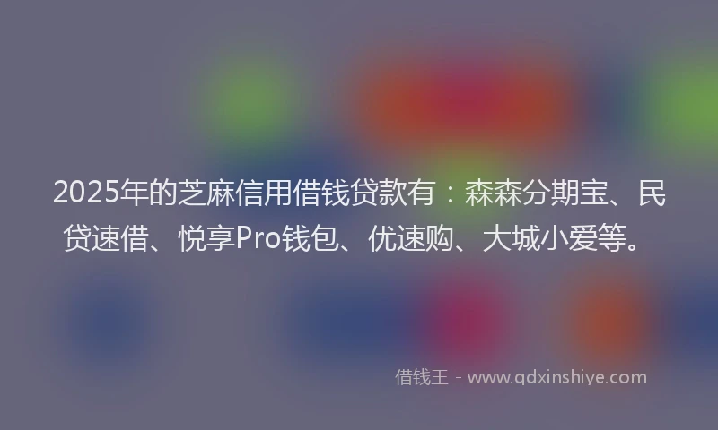 2025年的芝麻信用借钱贷款有：森森分期宝、民贷速借、悦享Pro钱包、优速购、大城小爱等。