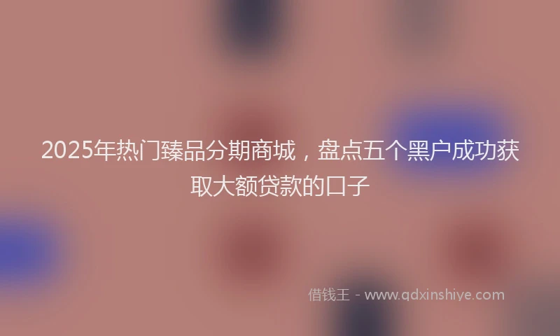 2025年热门臻品分期商城，盘点五个黑户成功获取大额贷款的口子