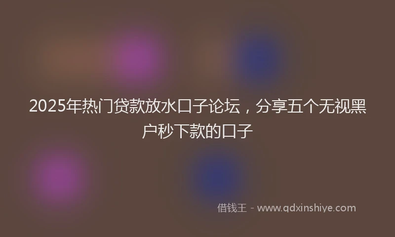 2025年热门贷款放水口子论坛，分享五个无视黑户秒下款的口子