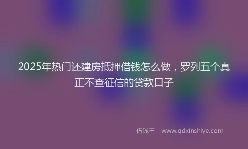 2025年热门还建房抵押借钱怎么做，罗列五个真正不查征信的贷款口子