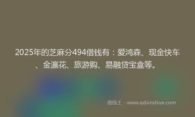 2025年的芝麻分494借钱有：爱鸿森、现金快车、金瀛花、旅游购、易融贷宝盒等。