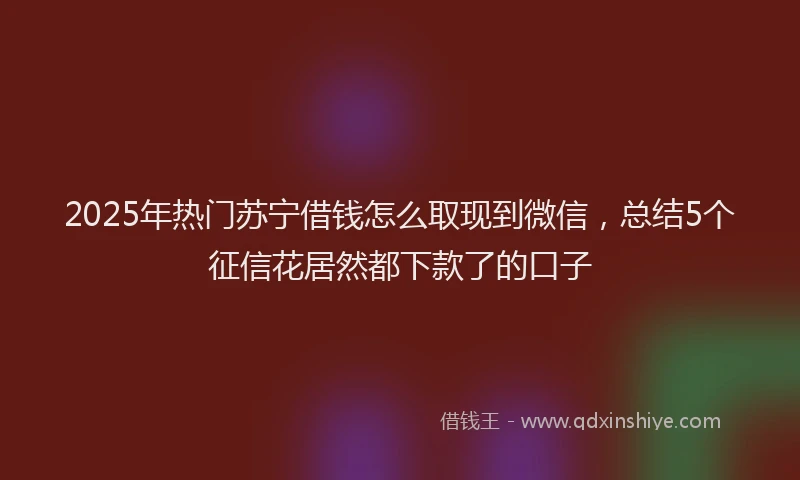 2025年热门苏宁借钱怎么取现到微信，总结5个征信花居然都下款了的口子