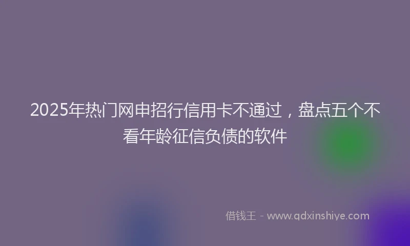 2025年热门网申招行信用卡不通过，盘点五个不看年龄征信负债的软件