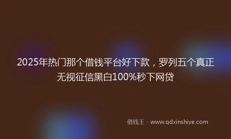 2025年热门那个借钱平台好下款，罗列五个真正无视征信黑白100%秒下网贷