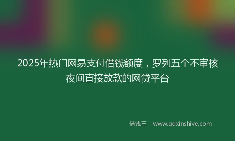2025年热门网易支付借钱额度，罗列五个不审核夜间直接放款的网贷平台