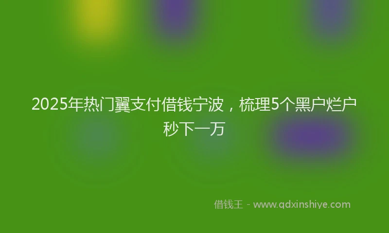 2025年热门翼支付借钱宁波，梳理5个黑户烂户秒下一万