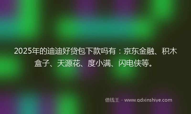 2025年的迪迪好贷包下款吗有：京东金融、积木盒子、天源花、度小满、闪电侠等。