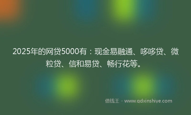 2025年的网贷5000有：现金易融通、哆哆贷、微粒贷、信和易贷、畅行花等。