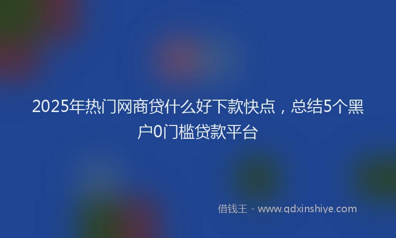 2025年热门网商贷什么好下款快点，总结5个黑户0门槛贷款平台