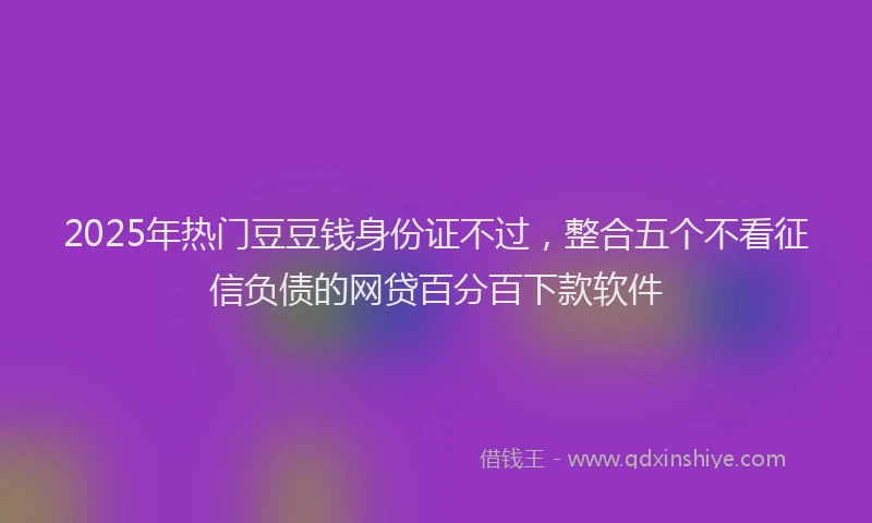 2025年热门豆豆钱身份证不过，整合五个不看征信负债的网贷百分百下款软件