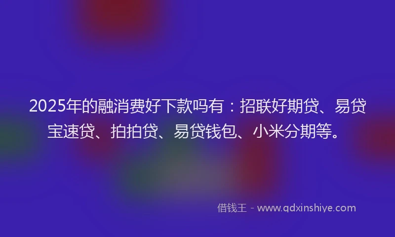 2025年的融消费好下款吗有：招联好期贷、易贷宝速贷、拍拍贷、易贷钱包、小米分期等。