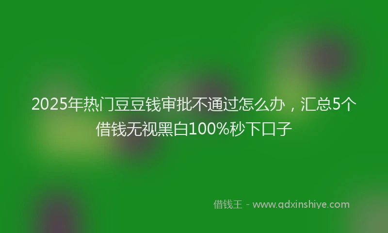 2025年热门豆豆钱审批不通过怎么办，汇总5个借钱无视黑白100%秒下口子