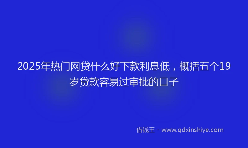 2025年热门网贷什么好下款利息低，概括五个19岁贷款容易过审批的口子