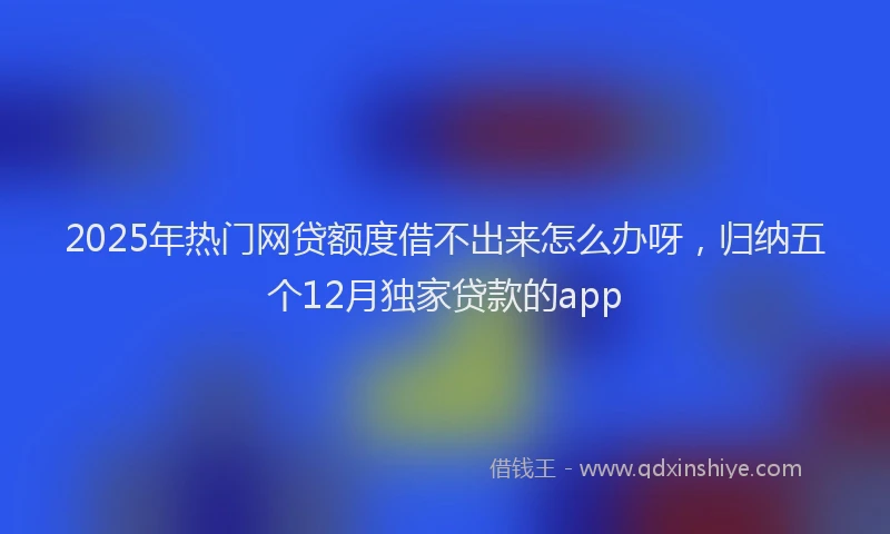 2025年热门网贷额度借不出来怎么办呀，归纳五个12月独家贷款的app