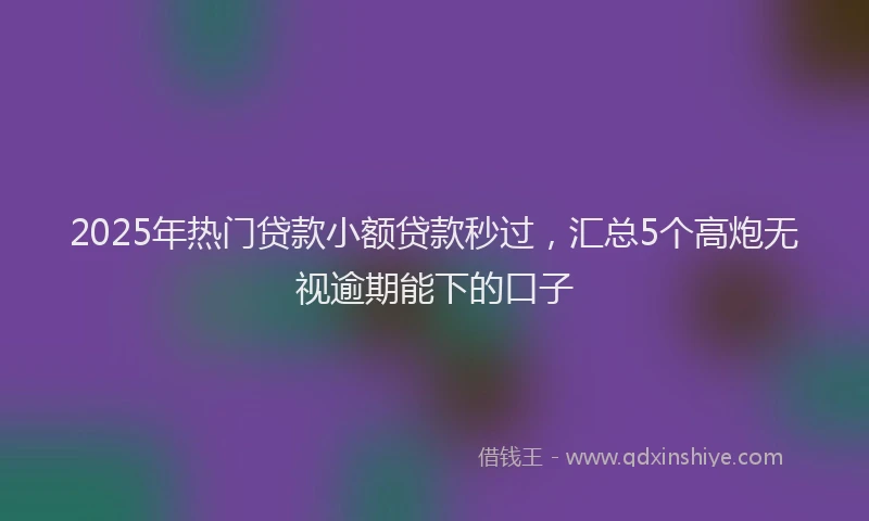 2025年热门贷款小额贷款秒过，汇总5个高炮无视逾期能下的口子