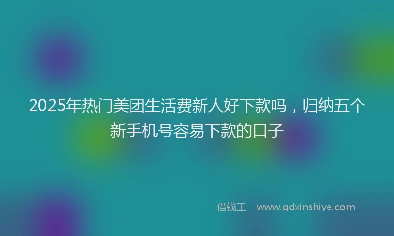2025年热门美团生活费新人好下款吗，归纳五个新手机号容易下款的口子