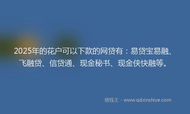 2025年的花户可以下款的网贷有：易贷宝易融、飞融贷、信贷通、现金秘书、现金侠快融等。