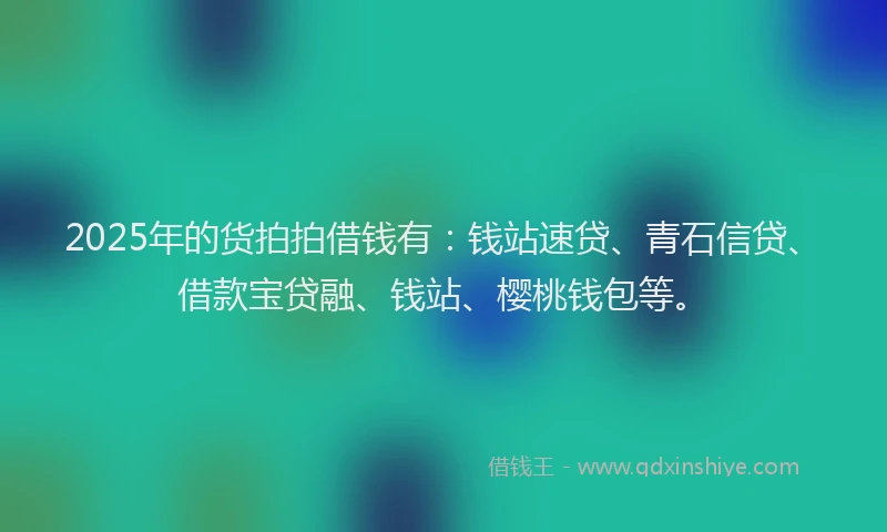 2025年的货拍拍借钱有：钱站速贷、青石信贷、借款宝贷融、钱站、樱桃钱包等。