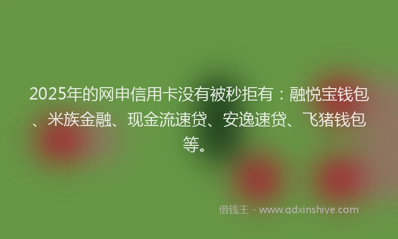 2025年的网申信用卡没有被秒拒有：融悦宝钱包、米族金融、现金流速贷、安逸速贷、飞猪钱包等。