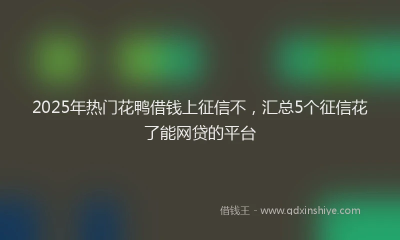 2025年热门花鸭借钱上征信不，汇总5个征信花了能网贷的平台