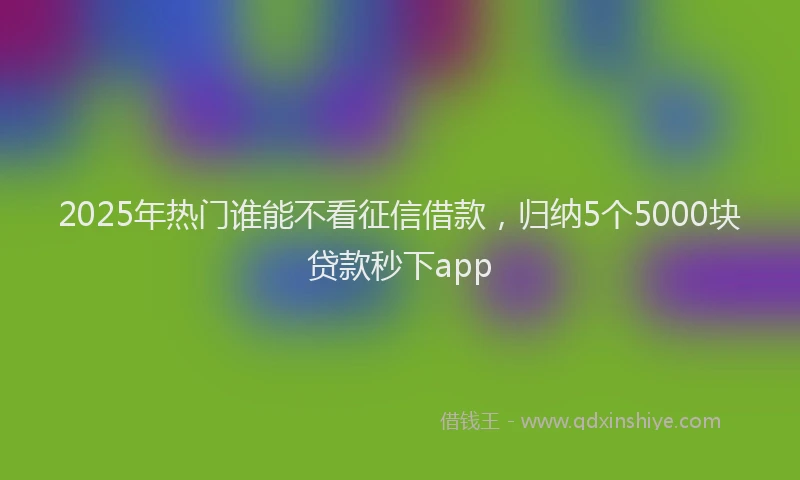 2025年热门谁能不看征信借款，归纳5个5000块贷款秒下app