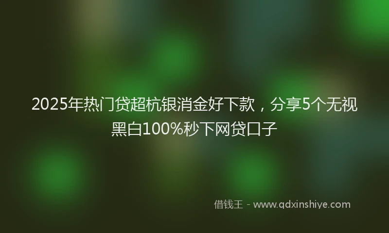 2025年热门贷超杭银消金好下款，分享5个无视黑白100%秒下网贷口子