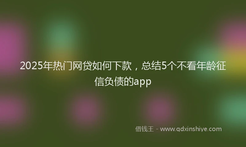 2025年热门网贷如何下款，总结5个不看年龄征信负债的app