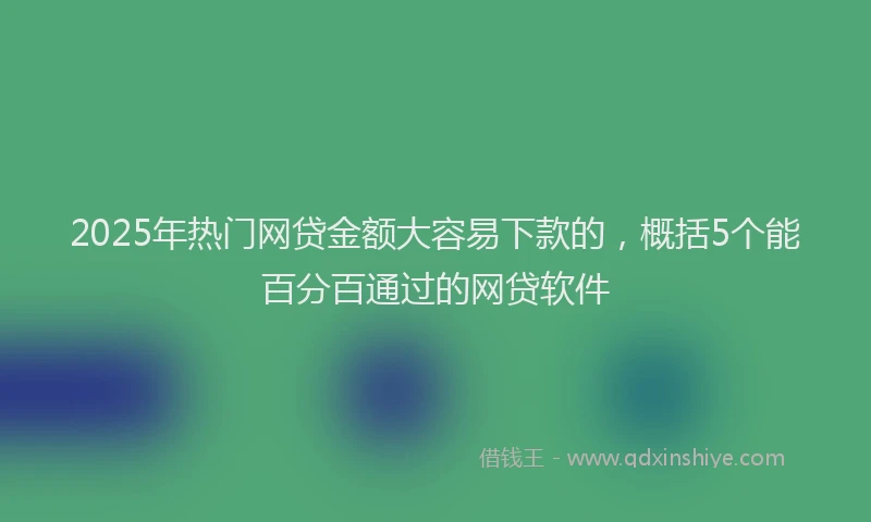 2025年热门网贷金额大容易下款的，概括5个能百分百通过的网贷软件