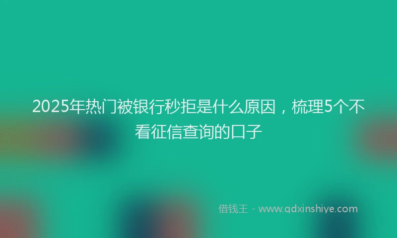 2025年热门被银行秒拒是什么原因，梳理5个不看征信查询的口子