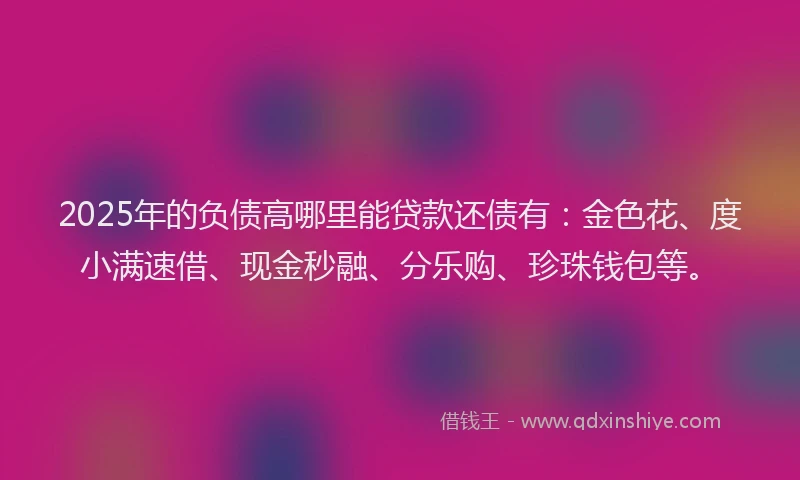 2025年的负债高哪里能贷款还债有：金色花、度小满速借、现金秒融、分乐购、珍珠钱包等。