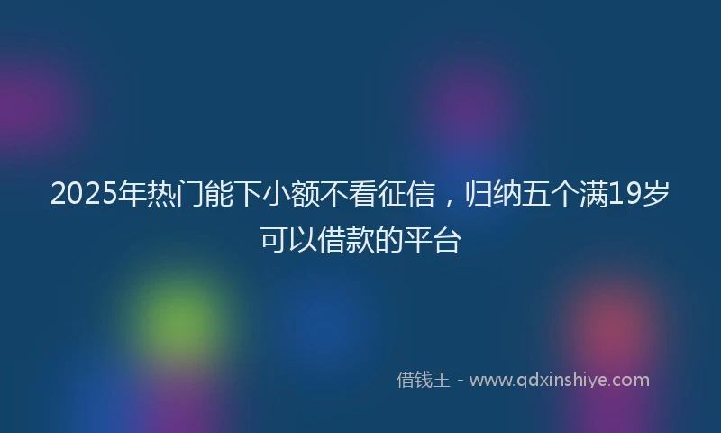 2025年热门能下小额不看征信，归纳五个满19岁可以借款的平台