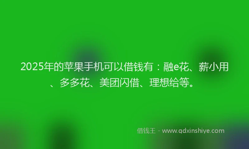 2025年的苹果手机可以借钱有：融e花、薪小用、多多花、美团闪借、理想给等。