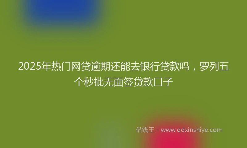 2025年热门网贷逾期还能去银行贷款吗，罗列五个秒批无面签贷款口子