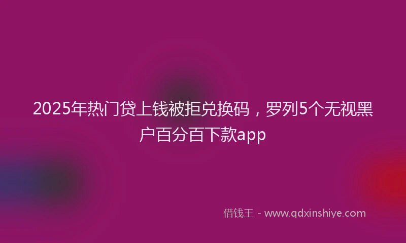 2025年热门贷上钱被拒兑换码，罗列5个无视黑户百分百下款app