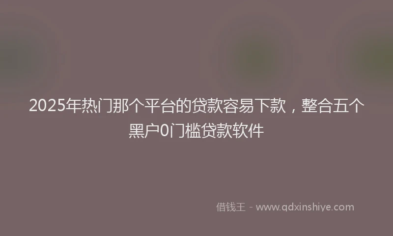2025年热门那个平台的贷款容易下款，整合五个黑户0门槛贷款软件