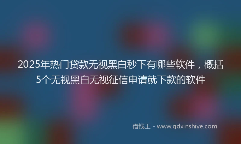 2025年热门贷款无视黑白秒下有哪些软件，概括5个无视黑白无视征信申请就下款的软件